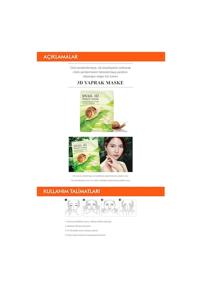 Salyangoz Özlü Onarıcı Yaprak Maske 23g 10ea 2set Snail Healing 3d Sheet Mask Sku: Smg8690010411211