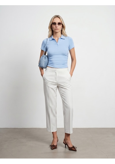 Dilvin 32614 Polo Yaka Top-açık Mavi