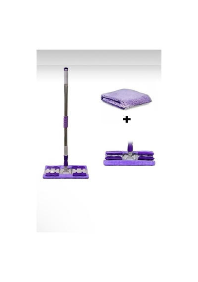 Mor 1 Adet Yedek Bez Hediyeli Yer Mopu Fayans Duvar Yüzey Temizlik Mikrofiber Mop