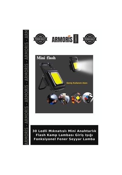 30 Ledli Mıknatıslı Mini Anahtarlık Flash Kamp Lambası Giriş Işığı Fonksiyonel Fener Seyyar Lamba