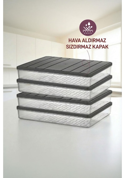 Selka Home 4 Adet 2,25 Lt. Nora Organizer Buzdolabı  Buzluk Düzenleyici Saklama Kabı