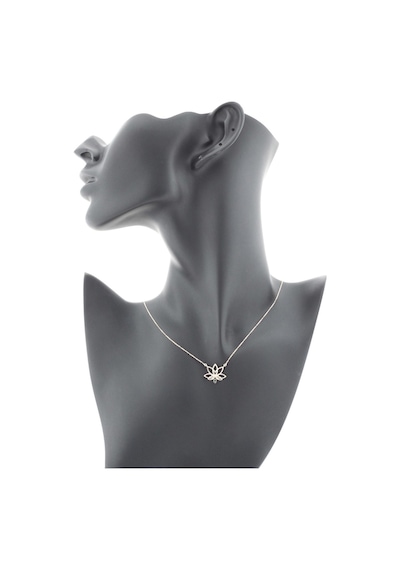 Siyah Pırlanta Lotus Çiçeği Kolye Rose Gold