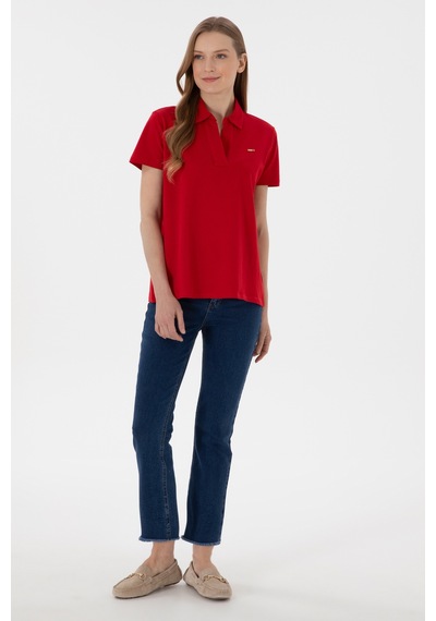 U.S. Polo Assn. Kadın Kırmızı Basic Polo Yaka Tişört 50305700-VR030 U.S. Polo Assn. Kadın Kırmızı Basic Polo Yaka Tişört 50305700-VR030