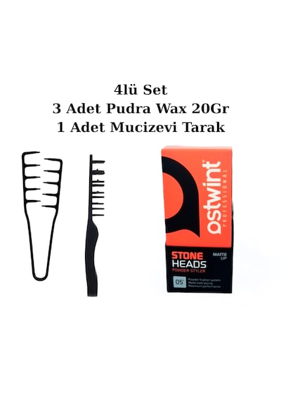 Ostwint Profesyonel Saç Şekillendirici Pudra Wax 20gr Turuncu X3 Adet & Mucizevi Tarak