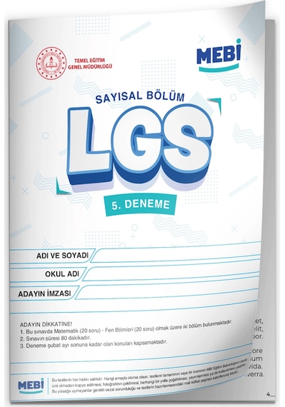 2026 LGS 8.sınıf Meb Online Türkiye Geneli 5. Deneme (Sayısal–SÖZEL) Büyük Boy Renkli Baskı Ücreti