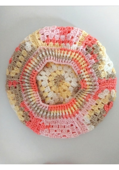 Kemzey Handmade El Yapımı Ressam Beresi , Kadın Ressam Bere, Renkli Kadın Bereleri Pembe - Kahverengi