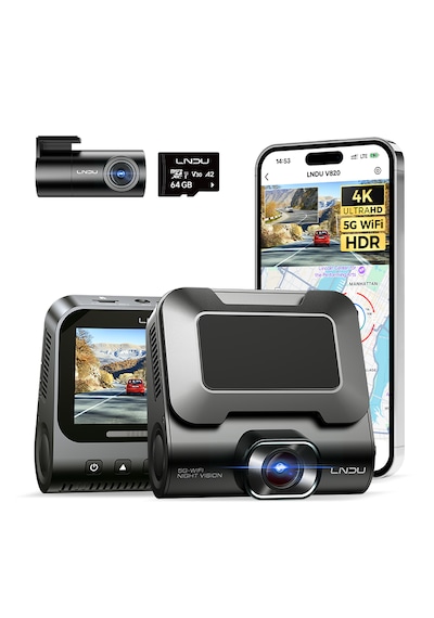 Lingdu Lndu V820 4k Araç Kamerası Sony Starvis 2 4k + Fhd Çift Sony Kamera Gps Opsiyonel 4g Uzaktan Izleme Adas 3 Ekran