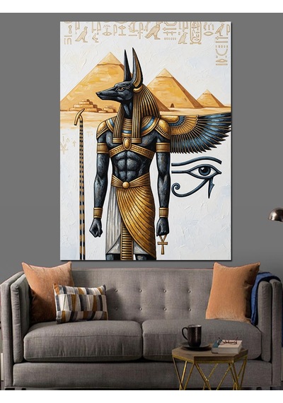 Ahşap Tablo Antik Mısır Tanrısı Anubis