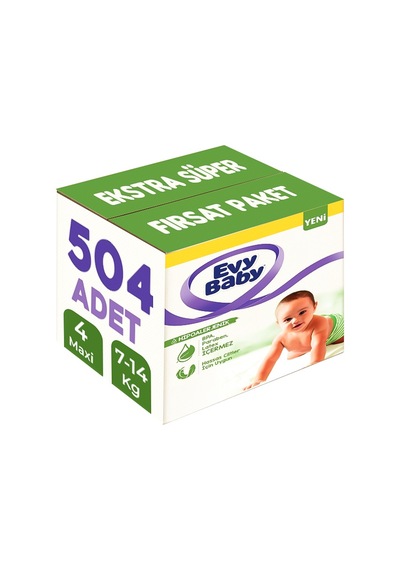 Evy Baby Bebek Bezi Beden:4 7-14kg Maxi 504 Adet Ekstra Süper Fırsat 6'lı