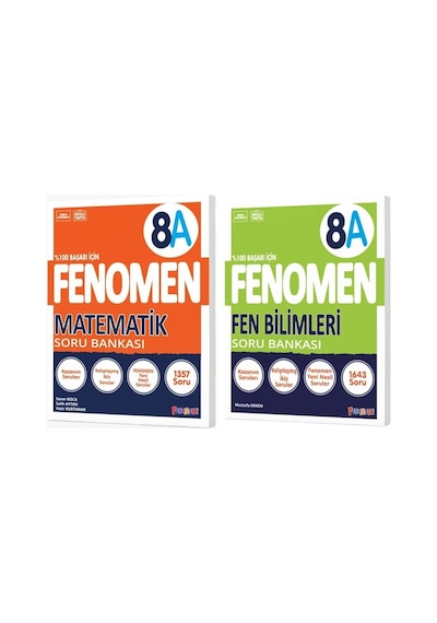 Fenomen Okul 2025 8. Sınıf Matematik Fen Bilimleri A Serisi Soru Bankası Seti 2 Kitap