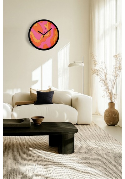Modern Tasarım Duvar Saati - 30cm - Önü Camlı Siyah Kasa - Sessiz Mekanizma-jh0358 Siyah