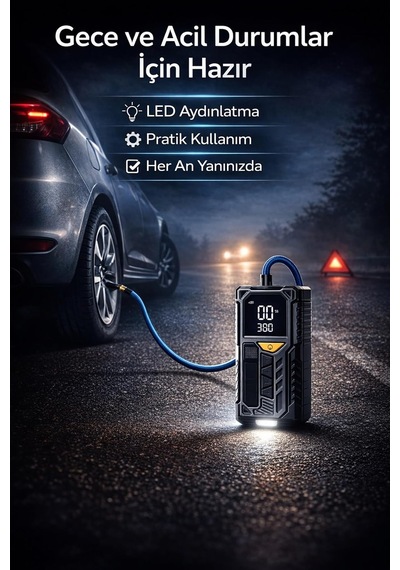 Tr Kablosuz Lastik Şişirme Pompası, 150 Psı Taşınabilir Hava Kompresörü, 4000 Mah Şarjlı Dijital Hava Basınç