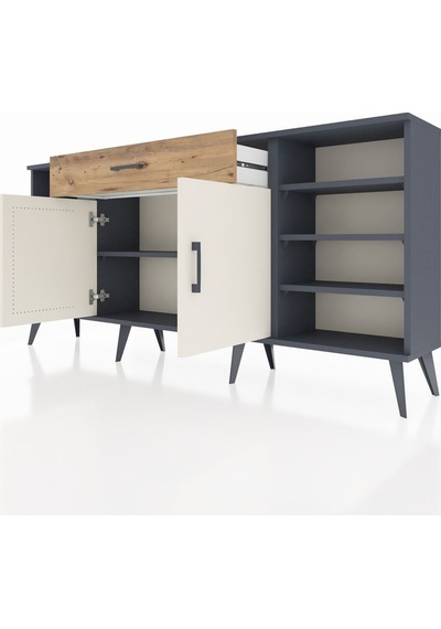 Arges Konsol 7 Raflı Tek Çekmeceli 2 Kapaklı 176x30x83 Antrasit-aytaşı/çam Aytaşı/çam Arges Konsol 7 Raflı Tek Çekmeceli 2 Kapaklı 176x30x83 Antrasit-aytaşı/çam Aytaşı/çam