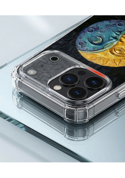 Printify Infinix Smart 8 İle Uyumlu Şeffaf Silikon Kılıf Uv Baskılı Esnek Tpu Kapak Güneş Ve Ay No3