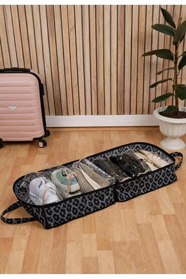 Ayakkabı Hurcu 6 Bölmeli Ayakkabı Organizer Valiz İçi Seyahat Ayakkabı Çantası 35x22x40 Siyah