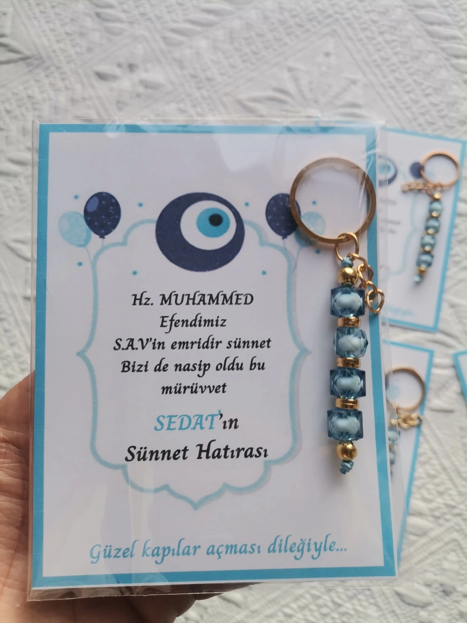 64 Adet Kişiye Özel Hz Muhammed S.a.v'in Emridir Yazılı Sünnet Hatırası Hediyelik Anahtarlık