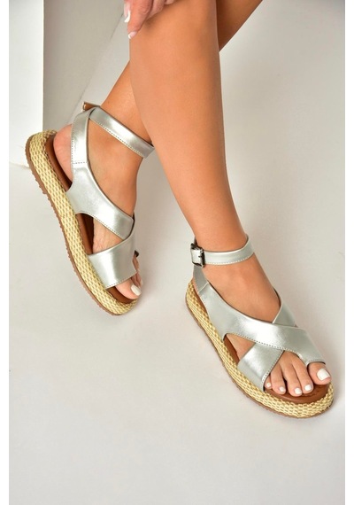 Fox Shoes U973264509 Gümüş Kadın Sandalet Gümüş
