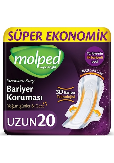 Molped Super Night Hijyenik Ped Uzun 20'li