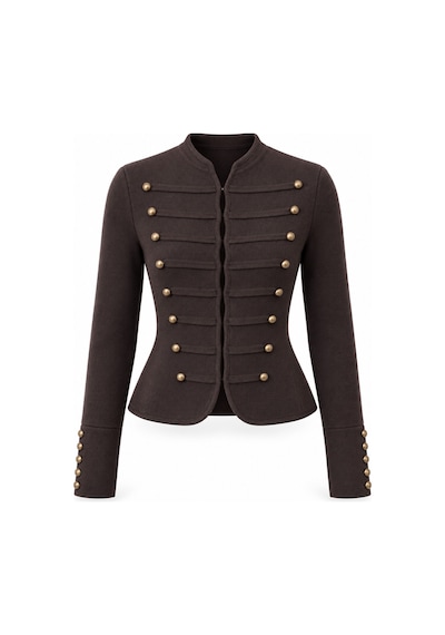 Verymoda Çift Ssıra Düğme Blazer Triko Ceket K-238 Acı Kahverengi