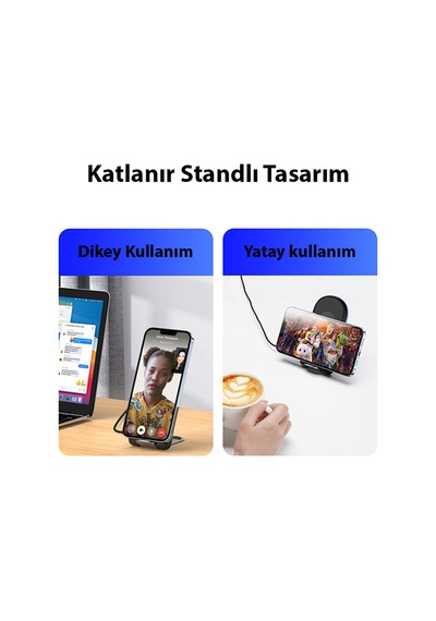 Duzzona W2 Katlanır Standlı 15W Hızlı Şarj Wireless Kablosuz Şar