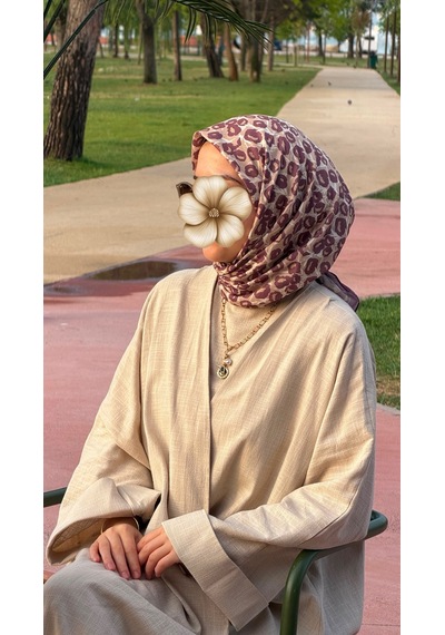 Qalortex Scarf Pamuklu Pera Desen Eşarp - Mürdüm