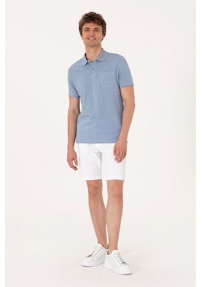 U.S. Polo Assn. Erkek Slim Fit Mavi Polo Yaka Tişört 50299538-VR036