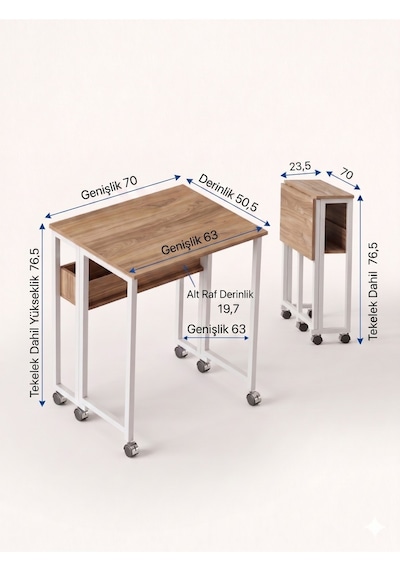 Sidney Kitaplık Raflı Katlanır Masa 70 Cm Tekerli Bilgisayar Masası Laptop Masası Siyah - Çam Sidney Kitaplık Raflı Katlanır Masa 70 Cm Tekerli Bilgisayar Masası Laptop Masası Siyah - Çam
