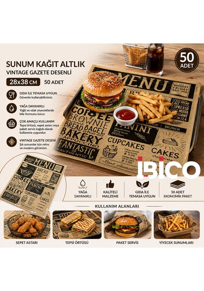 50pcs Sunum Kağıt Altlık 28x38cm 5250 Diyarı