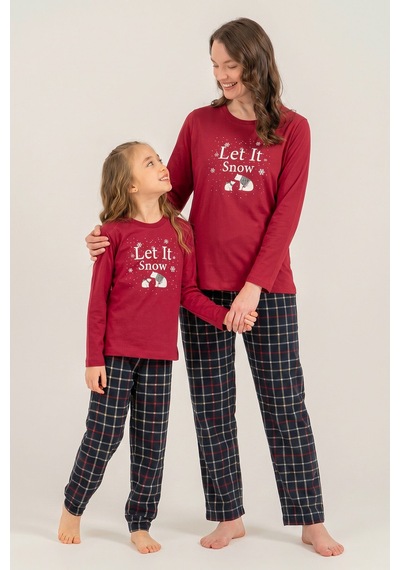 Arnetta Let It Snow Anne Kız Bordo Uzun Kol Pijama Takım Ar3730-a-v1 Ar3730-a-v1