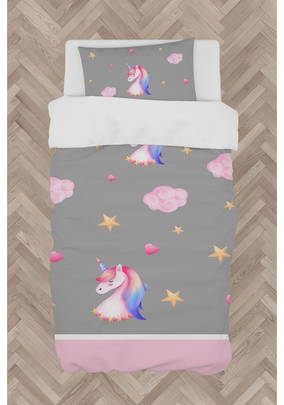 Mekta Home Bebek Ve Çocuk Odası Unicorn Ve Seksek Desenli Nevresim Takımı