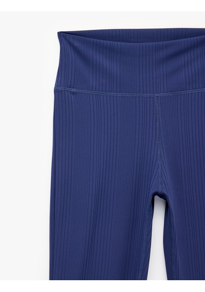 Koton Dikiş Detaylı Slim Fit İspanyol Paça Spor Tayt Lacivert 7wak40306nk