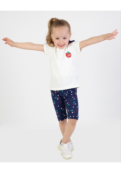 Harika Kids Kız Bebek Kaprili Kısa Kollu Apolet Baskılı Yazlık Basic Alt-üst Takım 6-24 Ay 001