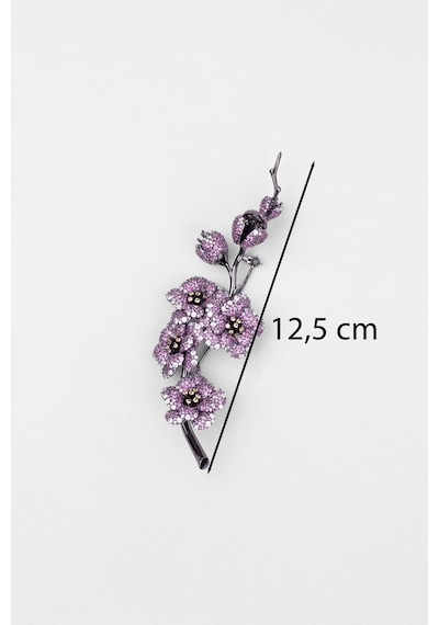 Sakura Çiçeği Siyah Rodyum Kaplama Gümüş Broş Siyah