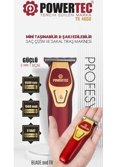 Powertec TR-4650 Mini Profesyonel Tıraş Makinesi