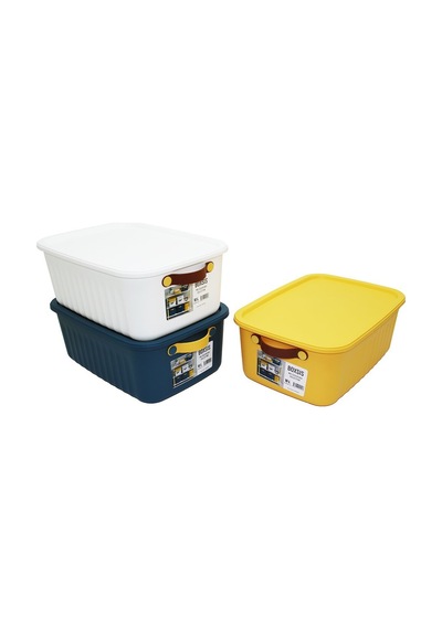 Boxsis Om-0043-1760 10l Renkli Kapaklı Plastik Organizer Kutu 35x25x15cm - 18'li Paket Diğer