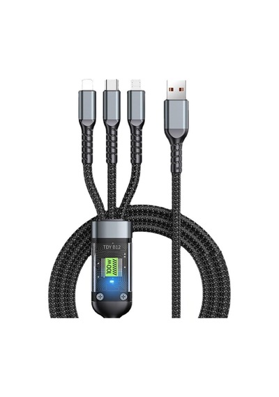 3'ü 1 Arada Usb Kablosu Hızlı Şarj, Şeffaf Aydınlık 100w Süper Hızlı Şarj Kablosu, Dayanıklı Naylon Örgü, Tip-c, İphone Ve Android Cihazlar İçin Şarj Çözümü
