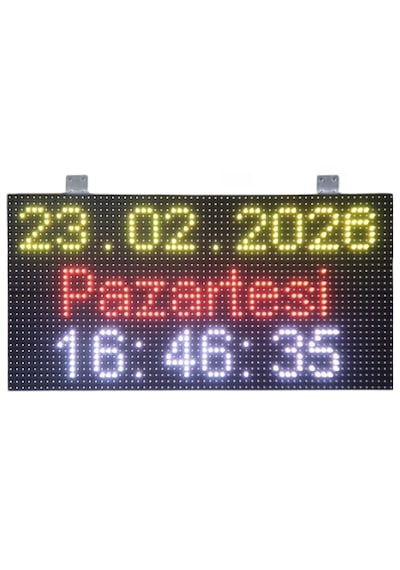 32x64cm P10 Rgb Led Saat Tarih Sıcaklık Göstergesi