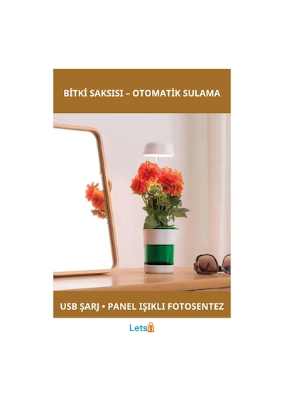 Otomatik Sulama Ve Led Işık Destekli Hızlı Bitki Yetiştirme Saksısı Şarj Edilebilir 1 Adet