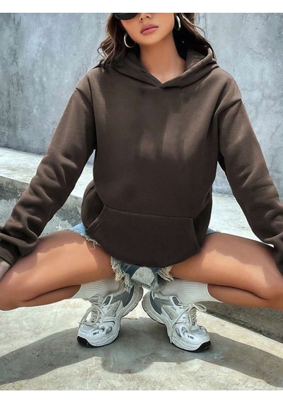 Uyguntarz Unisex Be Your Self Baskılı Tasarım Oversize Sweatshirt Kahverengi