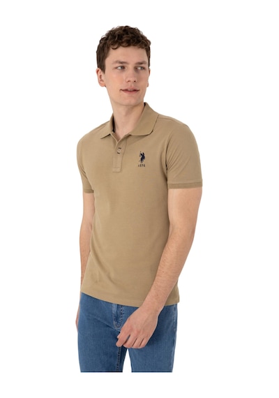 U.S. Polo Assn. Erkek Slim Fit Polo Yaka Basic Tişört Haki