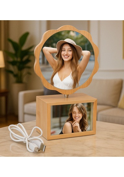 Bk Gift Kişiye Özel Fotoğraflı Dönen Ahşap Ledli Papatya Çerçeve, Anneye Hediye, Anneler Günü Hediyesi, Sevgiliye Hediye Kobitmeyencom34116 Bk Gift