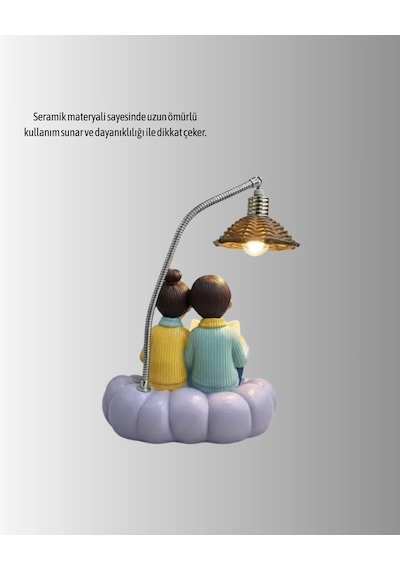 Okuyan Çift Figürlü Dekoratif Gece Lambası Hediye Seçeneği Çok Renkli 38251051