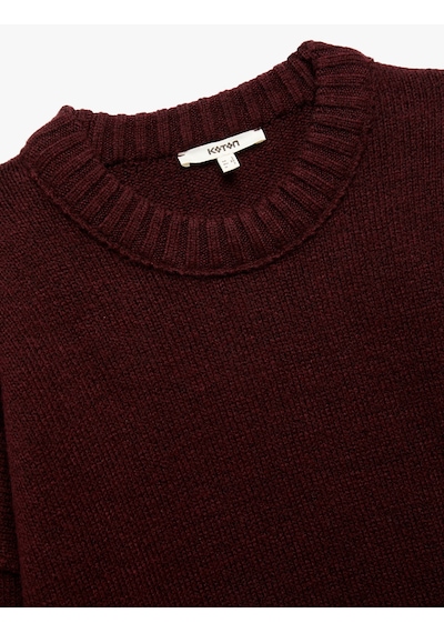 Koton Uzun Kollu Bisiklet Yaka Triko Oversize Kazak Bordo 6wak90177ht Bordo