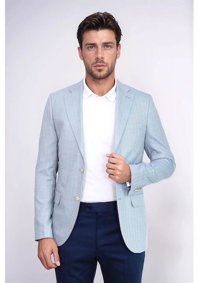 Açık Mavi Balıksırtı Desenli Gold Renk Metal Düğmeli Slim Fit Erkek Blazer Ceket - Wessi Navy Blue Açık Mavi Balıksırtı Desenli Gold Renk Metal Düğmeli Slim Fit Erkek Blazer Ceket - Wessi Navy Blue