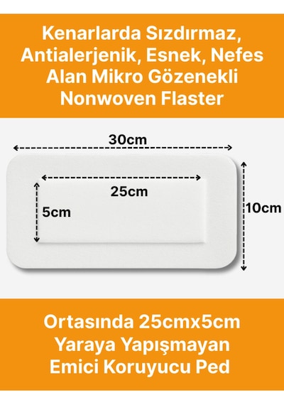Steril Yara Pedi, Nonwowen 10cmx30cm Pansuman Yara Örtüsü, Steril Tekli Paketlerde 25li Kutuda