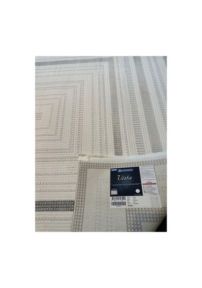 Merinos Vista Beyaz Renk Gri Çok Çerçeveli %100 Akrilik Yumuşak Dokulu Salon Oturma Odası Halısı 76591-95