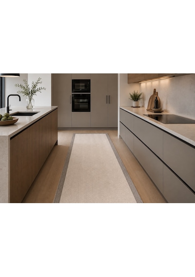 Dekoset Home Sisal Halı- Krem-gri Hol Koridor Halısı- Kaymaz Taban- Yıkanabilir Kilim Halı Yolluk Krem - Gri