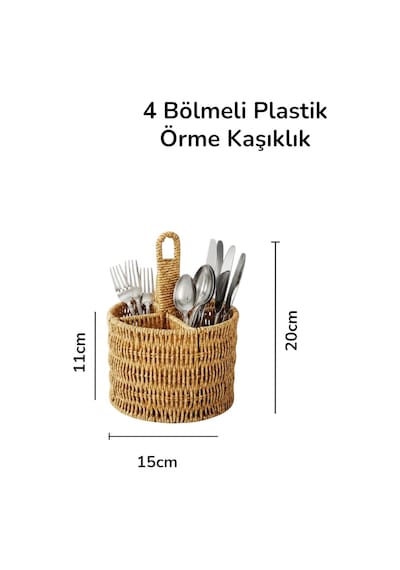 4 Bölmeli Plastik Örme Kaşıklık Çatal Kaşık Bıçak Düzenleyici Krem
