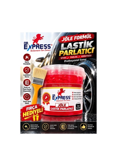 Premium Lastik Parlatıcı Jöle 500 Ml Parlak Görünüm Uzun Süre Etkili Yeniler Jel Parlatıcı Fırçalı 3'lü Set - 926080219
