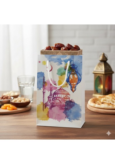 Ramazan Hediyelik Karton Çanta 26x40x8 Cm Ramazan Temalı Taşıma Çantası